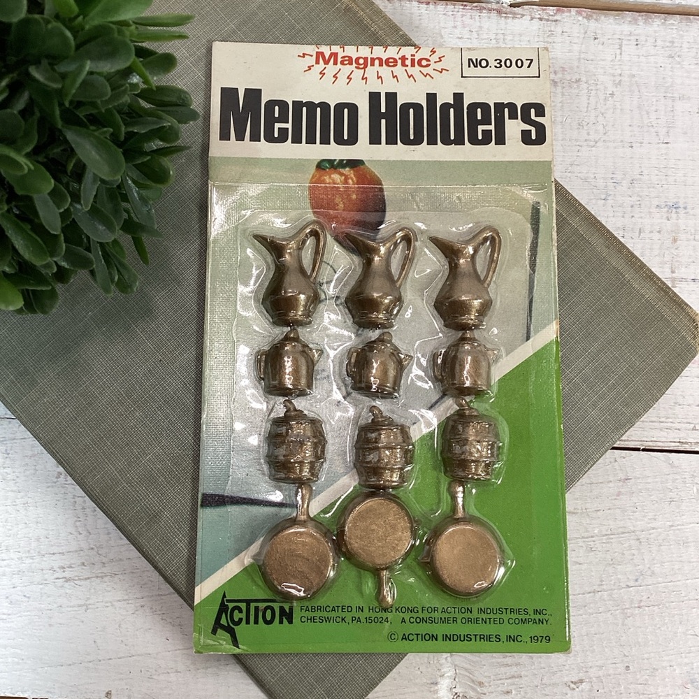 NOS Vintage Action Industries Magnetic Memo Holders, Refrigerator Magnets